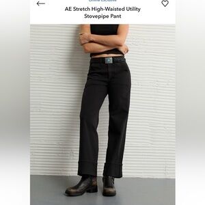 NEW American Eagle Outfitters Black High-Waisted Stovepipe Jeans